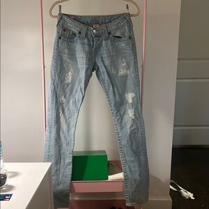 True Religion Blue Skinny Distressed Jeans